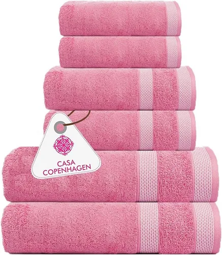 Vista 31 de CASA COPENHAGEN Bella - Juego de toallas de 6 piezas, color gris a rayas, 21.16 oz/m², 2 toallas de baño, 2 toallas de mano y 2 toallas pequeñas