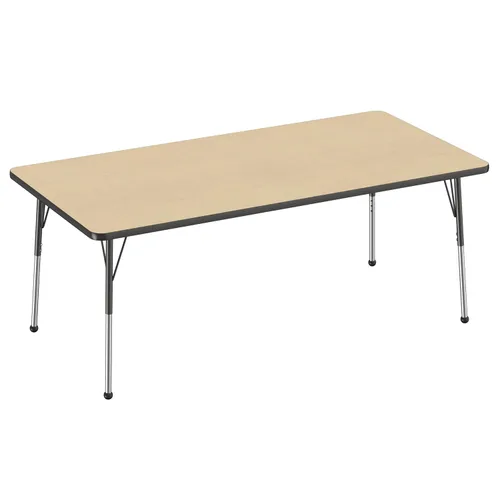 Vista 197 de FDP - Mesa rectangular para actividades escolares y de oficina (24 x 36 pulgadas), patas estándar con deslizadores giratorios, altura ajustable