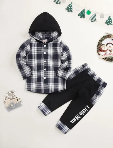 Vista 39 de Conjunto de ropa para bebés y niños pequeños, camisa con capucha y pantalones deportivos para otoño e invierno