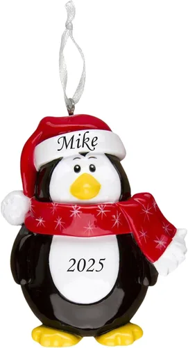 Vista 9 de 2025 Adorno de Navidad personalizado para niños – Recuerdo festivo con nombre y año personalizados – Adorno de árbol de Navidad con diseño de animal