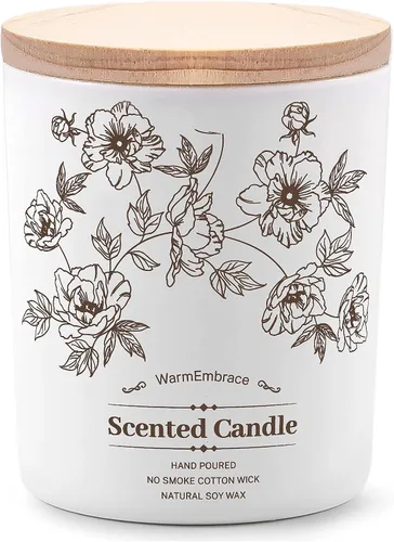 Vista 8 de Vela perfumada de lujo para mujeres y hombres, vela de cera de soja de coco y vainilla, vela en tarro de 8 onzas para el hogar, perfumada, 60 horas