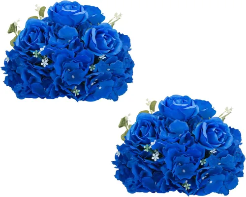 Vista 25 de Bolas de flores burdeos para centros de mesa: 11.8 pulgadas de diámetro, juego de 6