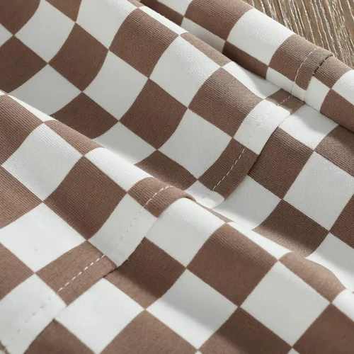 Vista 7 de Pantalones deportivos de algodón con estampado a cuadros para bebés y niñas pequeños
