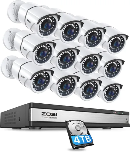 Vista 10 de ZOSI Sistema de cámara de seguridad para el hogar 8CH 4K PoE con 2TB HDD 4 cámaras de metal IP PoE resistentes a la intemperie de 5 MP, visión
