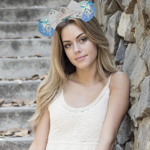 Vista 4 de Diademas de orejas de ratón, diadema de tiara de Elsa de Frozen para niñas, diademas con lazo con purpurina para mujeres y adultos, disfraz