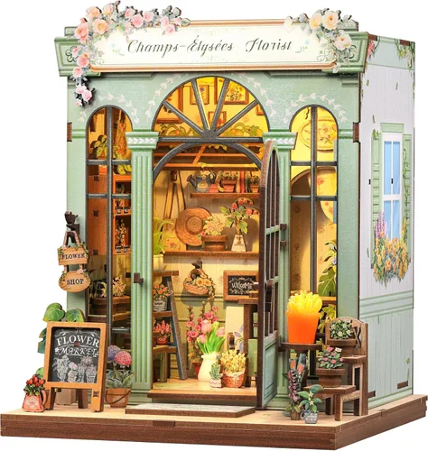 Vista 13 de CUTEBEE Kit de rincón de libros, kit de casa de muñecas en miniatura