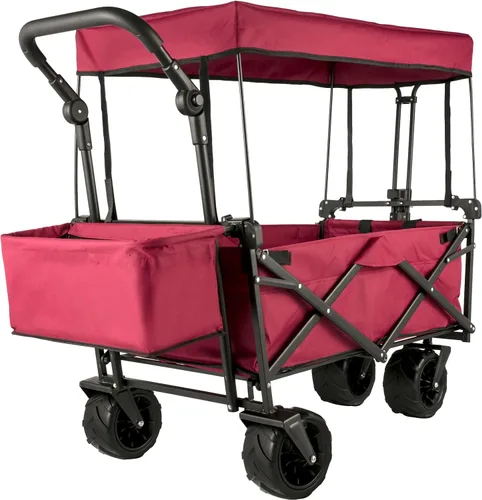 Vista 11 de Happbuy - Carro plegable con toldo extraíble, 220 libras, carrito de playa plegable resistente con ruedas grandes