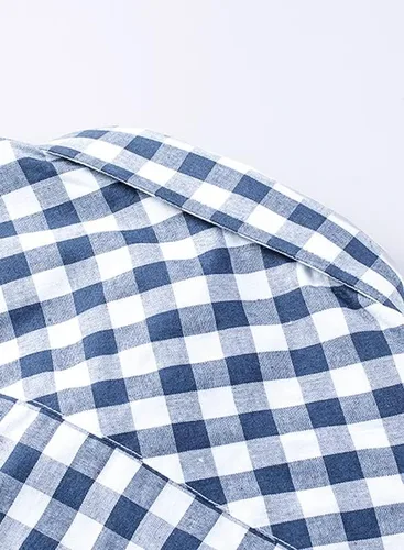 Vista 8 de JMIERR Camisas casuales con botones para hombre, de manga corta, 100% algodón, a cuadros para hombre