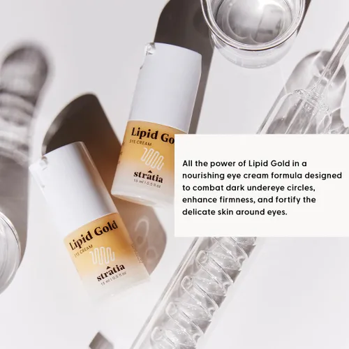 Vista 5 de Stratia Lipid Gold Crema hidratante para ojos y cuidado de la piel antienvejecimiento para ojeras, líneas finas, arrugas e iluminación debajo