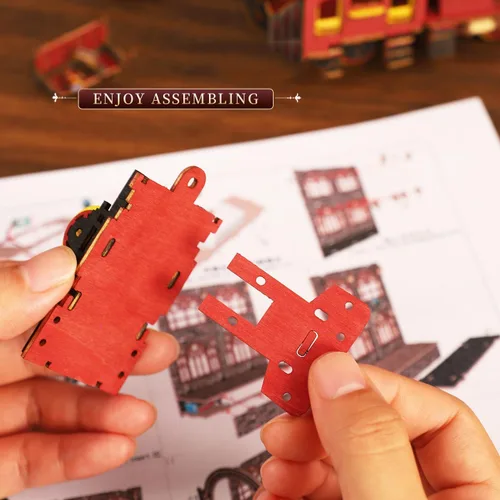 Vista 6 de CUTEROOM Kit de rincón de libros para adultos, rompecabezas de madera 3D DIY kit de rincón de libros en miniatura con luz LED, kit de construcción