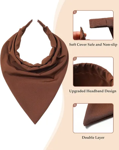 Vista 3 de AWAYTR 3 unidades de bandana para el cabello para mujeres y niñas, bufanda para el cabello, bandana de doble capa triangular, pañuelo