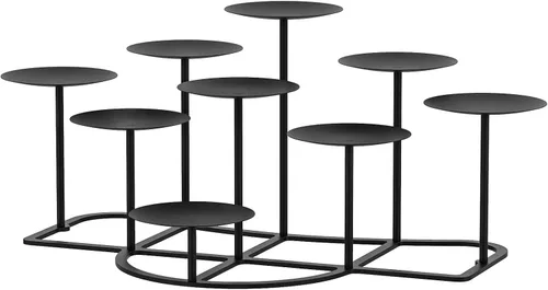 Vista 8 de Candelabros de pilar negro para decoración del hogar, candelabros de hierro DIY 6