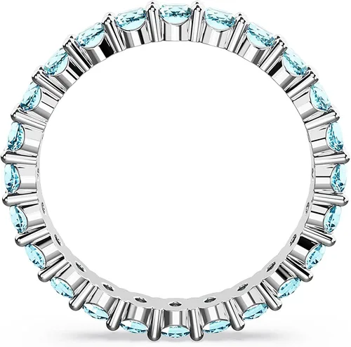 Vista 4 de SWAROVSKI Colección de anillos de cristal de matriz, corte redondo, engaste de punta, acabado rodio