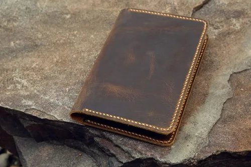 Vista 6 de Personalized distressed leather hobonichi techo cover vintage rustic leather hobonichi A5 A6 cousin cover HAX05S