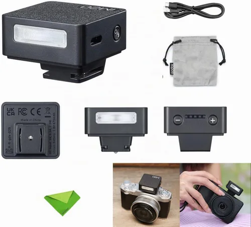 Vista 2 de GODOX iM20 Mini Flash para cámara con batería incorporada, compacto y portátil GN10/470 mAh, carga USB-C y zapata universal compatible con Sony Negro