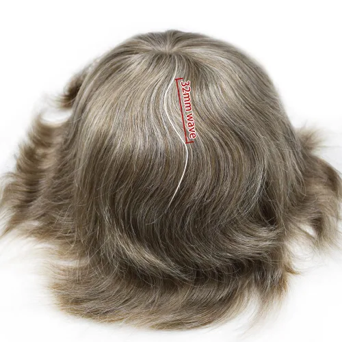 Vista 322 de Toupee para hombre 100% cabello humano real tupé para hombres 0.004 in piel de poliuretano para hombre, sistema de reemplazo de piezas de pelo