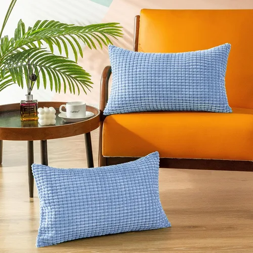 Vista 40 de CaliTime Fundas de Almohada Decorativas Paquete de 2 Cómodas de Pana Acanalada a Rayas Waffle Fundas de Cojines Decorativos para Sofá Cama