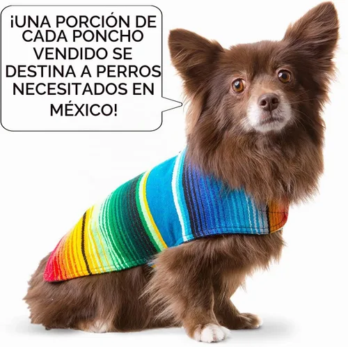 Vista 3 de Poncho de perro hecho a mano de Authentic Mexican Blanket; ropa para perros, suéter, abrigo, XXS