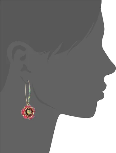 Vista 3 de Betsey Johnson Color de pendientes colgantes de rosa