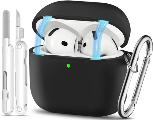 Vista 42 de Funda para AirPods Pro, funda de silicona suave compatible con Airpods Pro de 2ª/1ª generación para mujeres y niñas, con kit de limpieza y llavero 1