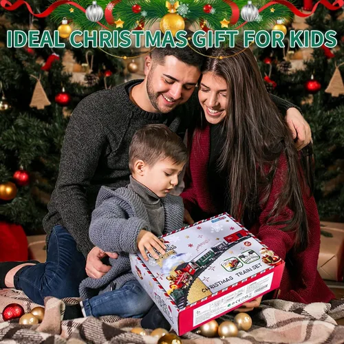 Vista 4 de Juego de Tren para Niños, Juego de Tren de Navidad para Debajo de los Árboles, Juguetes de Tren Eléctrico para Niños y Niñas con Locomotora