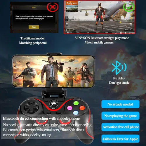 Vista 3 de V8 Wireless Game Controller for Windows 7810 PCiPhoneAndroid PS3, Dual Shock USB Bluetooth Mobile Phone Gamepad Joystick for IOS
