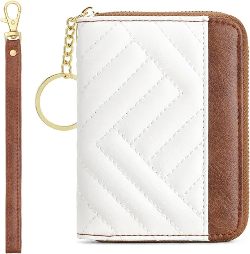 Vista 11 de GAEKEAO Cartera de piel con bloqueo RFID para mujer, pequeño, compacto, con cremallera, tarjetero con ventana de identificación y bolsillo