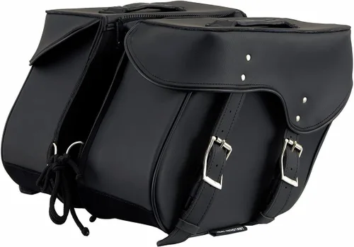 Vista 16 de Milwaukee Leather SH66901ZB - Alforjas medianas de PVC negro con 2 correas, colocación por encima, con ribetes reflectantes - Talla única