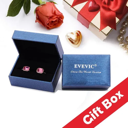 Vista 6 de Aretes colgantes de cristal austriaco con cierre de palanca para mujer, chapados en oro rosa de 14 quilates, joyería hipoalergénica, Metal Cristal
