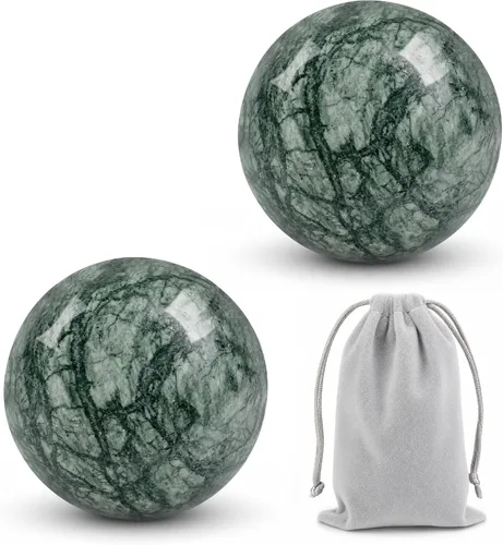 Vista 10 de Coolrunner - Pelotas de mármol negro de 2 pulgadas para la salud china Pelotas de mano para aliviar el estrés para ejercicios de mano
