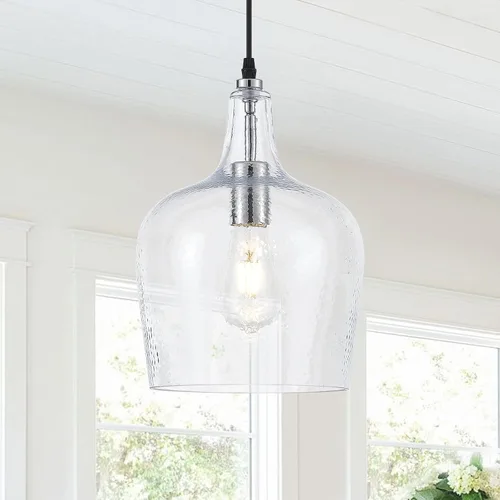 Vista 16 de Lámpara Colgante de Vidrio Moderna de Latón 1 Luz Individual con Cúpula Luminarias Colgantes para Isla de Cocina Comedor Pasillo, Diámetro 9 Latón