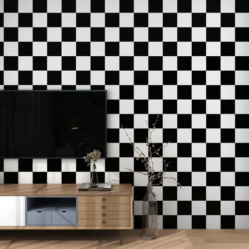 Vista 3 de Decotalk Papel Tapiz a Cuadros Despegar y Pegar para Salpicadero de Cocina Papel de Pared Blanco y Negro Decoración de Tablero de Ajedrez