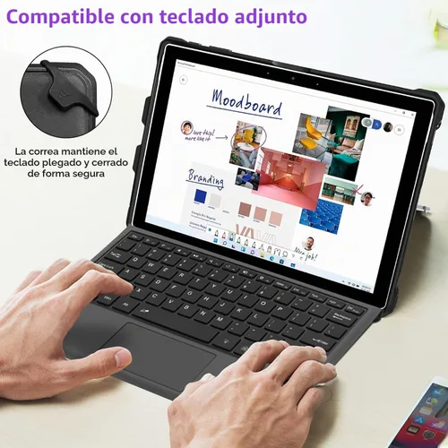 Vista 7 de Funda protectora resistente para Microsoft Surface Pro 7+/7/6/5/4/LTE de 12.3", con soporte para lápiz capacitivo y correa de mano, compatible