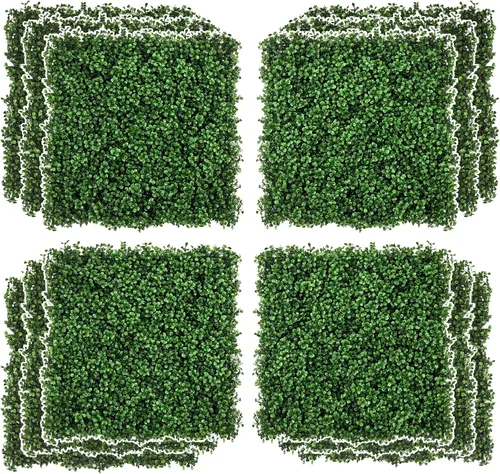 Vista 10 de Outsunny 12 piezas de 20 x 20 pulgadas cuadradas de plantas de privacidad artificiales con protección UV; imitación de hierba de Milán para muro