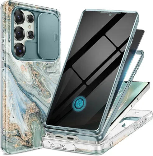 Vista 14 de GVIEWIN para Samsung Galaxy S23 Ultra Funda con cubierta deslizante para cámara, [Protector de pantalla incorporado] [2 Marcos frontales] Funda