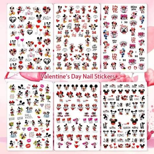 Vista 2 de Calcomanías de arte de uñas de San Valentín, calcomanías autoadhesivas 3D, diseño de corazón romántico, diseño de corazón romántico, calcomanías