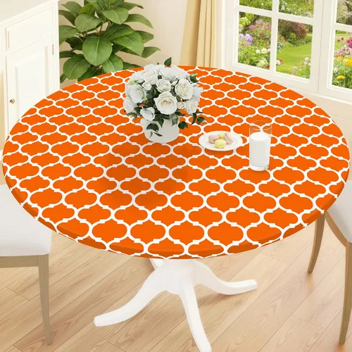 Vista 26 de Smiry Mantel redondo de pícnic, fundas de mesa elásticas impermeables para mesas de 18 a 24 pulgadas, manteles de vinilo con parte trasera