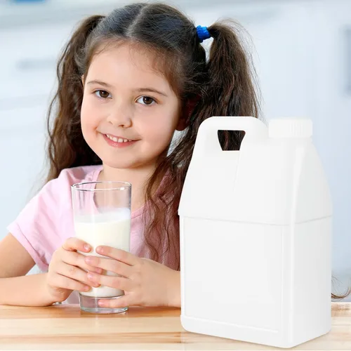 Vista 6 de Paquete de 6 jarras de plástico transparente de 64 onzas con tapas, recipientes de almacenamiento de agua con mango ergonómico, recipientes