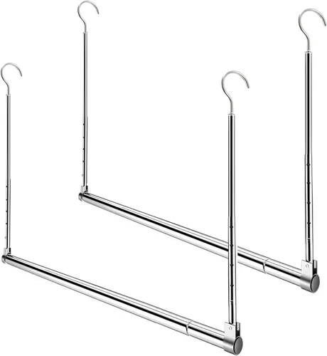 Vista 8 de Barra de armario ajustable para colgar, barra extensora para colgar, organizador colgante de armario, barra de armario resistente, barra para colgar
