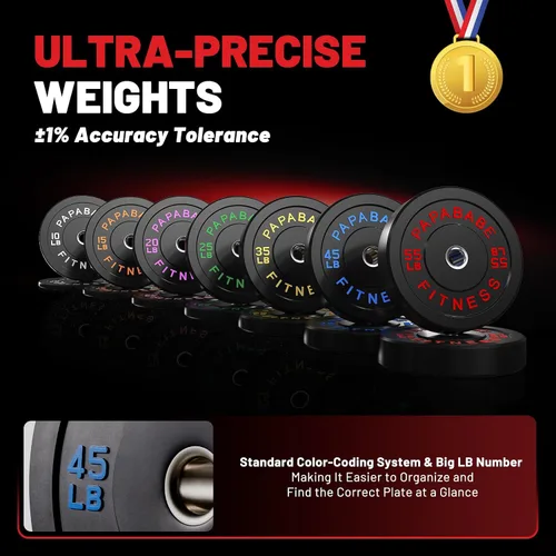 Vista 6 de 7ft Barbell with Weight Set 2" High Bounce Plates, 1000LB Capacity Home Gym