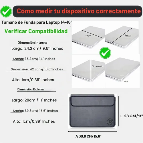 Vista 3 de Funda plateada 3 en 1 para laptop de 14 a 15.6 pulgadas solamente, MacBook Air Pro 15 Surface Dell XPS HP Spectre cierre magnético, alfombrilla