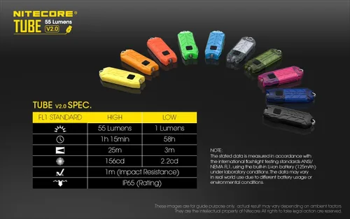 Vista 8 de Nitecore Tube v2.0 55 lúmenes Llavero recargable por USB ultraligero (Jacinto)