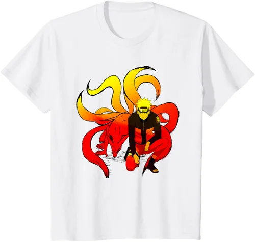 Vista 22 de Naruto Shippuden Naruto and 9 Tails - Camiseta de manga corta Negro
