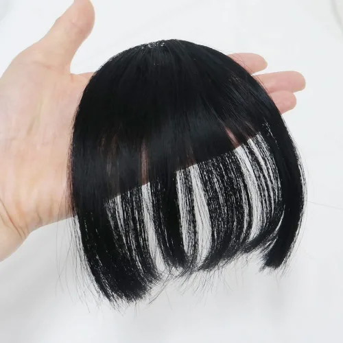 Vista 4 de Flequillo Clip de pelo sintético flequillo flequillo flequillo clip en extensiones de cabello en flecos frontal natural curvado plano limpio bang