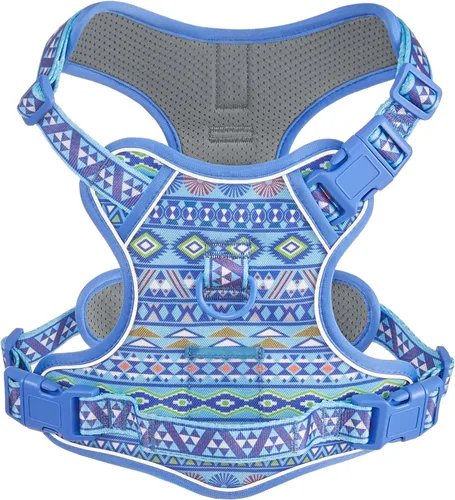 Vista 12 de Arnés para perro sin tirones, chaleco ajustable para perro para caminar fácilmente, material Oxford transpirable, arnés reflectante para mascotas