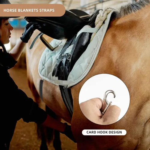 Vista 4 de Correas de manta de caballo de alta calidad, 2 piezas ajustables de 27.55 a 55 pulgadas de longitud, correa elástica de repuesto para el vientre