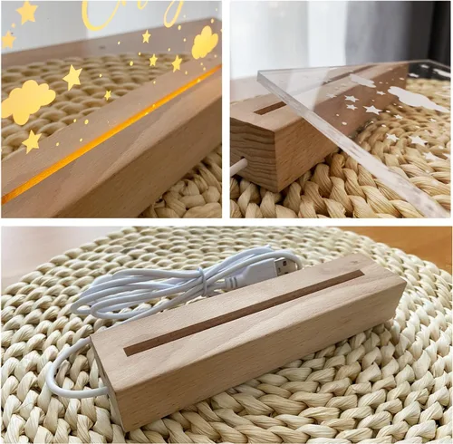 Vista 6 de Luz nocturna personalizada para bebés y niños, lámpara LED de corona de estrellas con nombre personalizado para niñas y niños, luces nocturnas