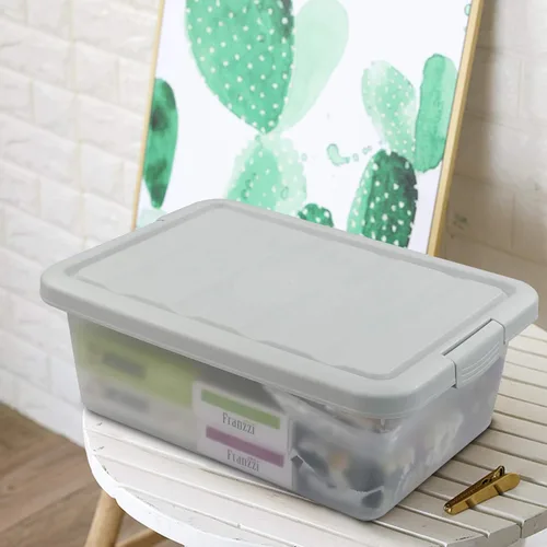 Vista 7 de Caja de almacenamiento de plástico de 14 cuartos de galón, contenedor de almacenamiento transparente con tapa, 2 paquetes
