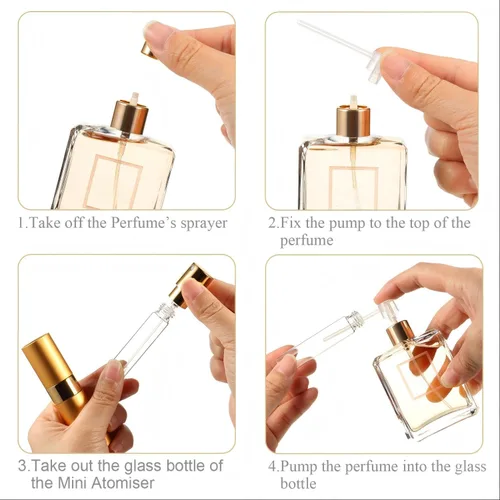 Vista 5 de Tessco for you 21 botellas de perfume recargables de viaje de 0.3 fl oz, mini botella de perfume de colonia, bolsillo vacío para viajes y salidas