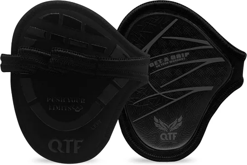 Vista 9 de QTF Puños de elevación para levantamiento de pesas, guantes de goma para gimnasio, protector de palma de gimnasio, almohadillas de agarre